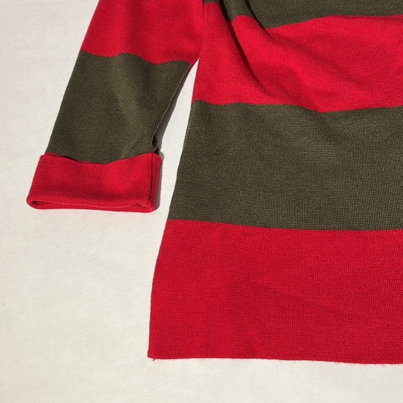 Womens Freddy Krueger sweater large by Talbots red olive green stripes - Picture 3 of 8